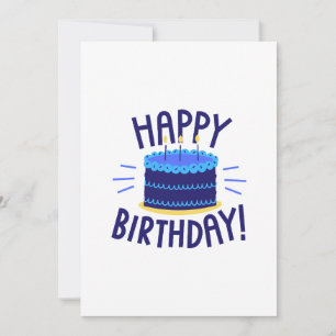 Happy Birthday Cake Card Blue Layers