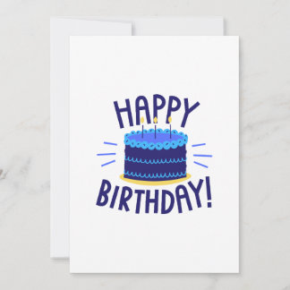 Happy Birthday Cake Card Blue Layers