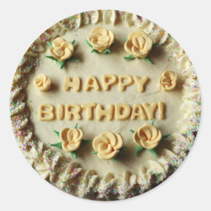Happy Birthday Cake Classic Round Sticker