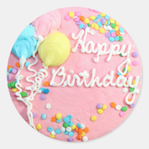 Happy Birthday Cake Classic Round Sticker