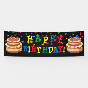 HAPPY BIRTHDAY! Cake & Confetti Banner