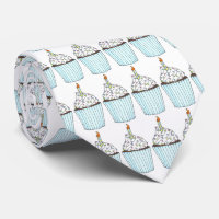 Happy Birthday Cake Cupcake w/ Candle Party Tie