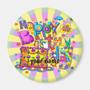 Happy Birthday Cake custom name Magnet