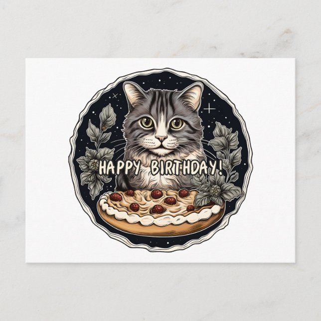  Happy Birthday cake cute cat Postcard (Front)