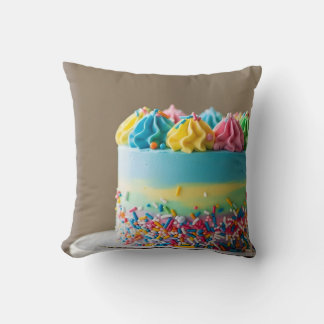Happy Birthday cake decoration Throw Pillow