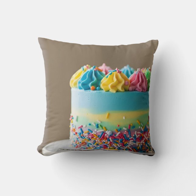 Happy Birthday cake decoration Throw Pillow (Front)