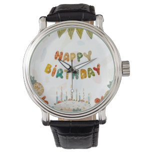 Happy Birthday cake flower cute colorful simple   Watch