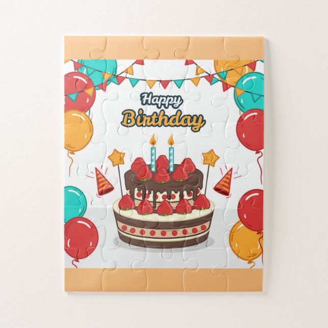 Happy Birthday Cake Jigsaw Puzzle (Vertical)