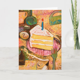 Happy Birthday Cake Painted Recipe Card (Vertical)