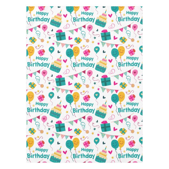 Happy birthday cake print tablecloth (Front)