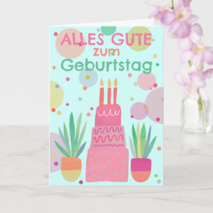 Happy birthday cake Rosa Bunt Card