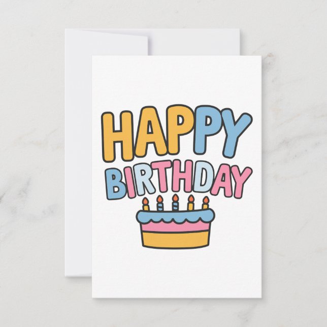 Happy Birthday Cake RSVP Card (Front)