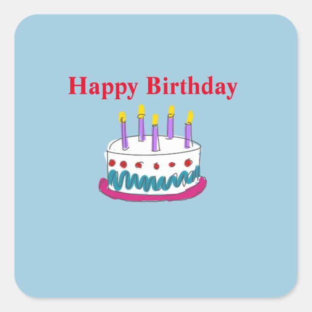 HAPPY BIRTHDAY CAKE  SQUARE STICKER (Front)