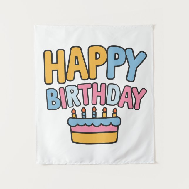 Happy Birthday Cake Tapestry (Front)