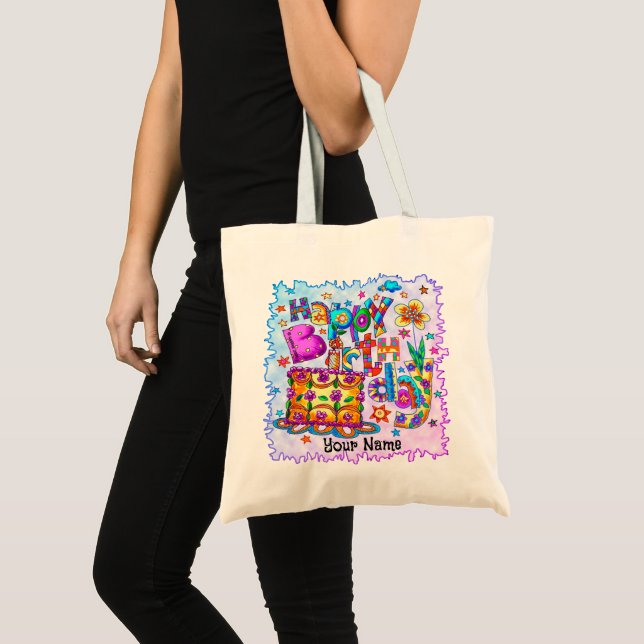Happy Birthday Cake tote bags (Front (Product))