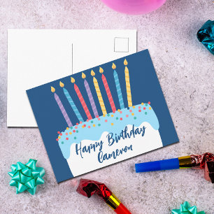 Happy Birthday Cake Trendy Personalized Postcard