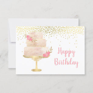 Happy Birthday Cake Watercolor Card