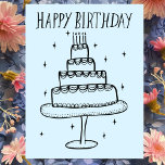 Happy Birthday Cake Whimsical Sketch Doodle  Postcard<br><div class="desc">Sweet drawing of a cute cake to wish someone a happy birthday! Click "edit using design tool" to adjust the fonts, colours and placements. You can change the background colour too or check my shop for more colour options. Customize with your own text. Check my shop for more or let...</div>