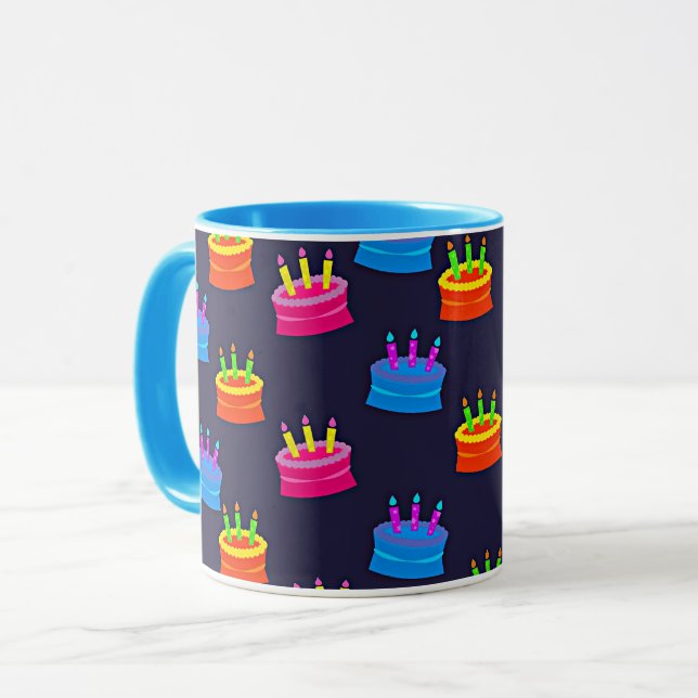 Happy Birthday, Cake with Candles, Mug (Front Left)