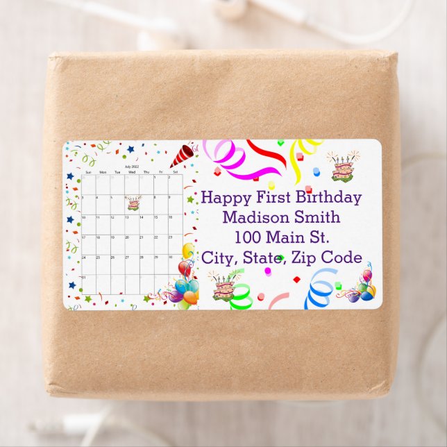 Happy Birthday Calendar July 2022 Address Label (Insitu)