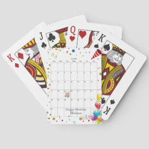 Happy Birthday Calendar July 2022 Playing Cards