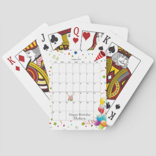 Happy Birthday Calendar October 2022  Playing Cards
