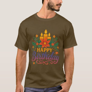 Happy Birthday Candle Basic Dark T-Shirt Festive