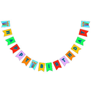 Happy Birthday Candles and Colours Bunting Flags