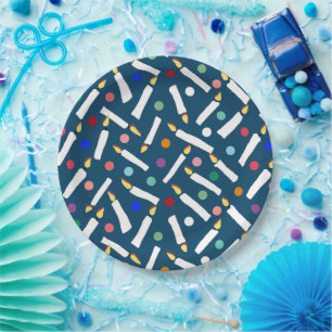 Happy Birthday Candles and Polka Dots Paper Plate