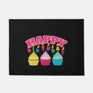 Happy Birthday Candles Cupcakes Doormat