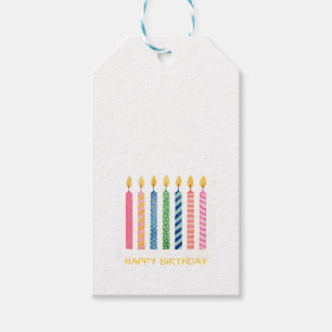 Happy Birthday Candles Modern Artisan Colorful Fun Gift Tags