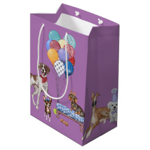 Happy Birthday Canine Dog Breeds    Medium Gift Bag