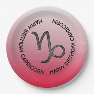 Happy Birthday Capricorn Horoscope Zodiac Paper Plate