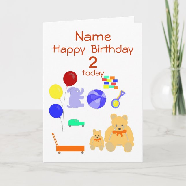 Happy Birthday Card 2 year old, Toys, Customize (Front)