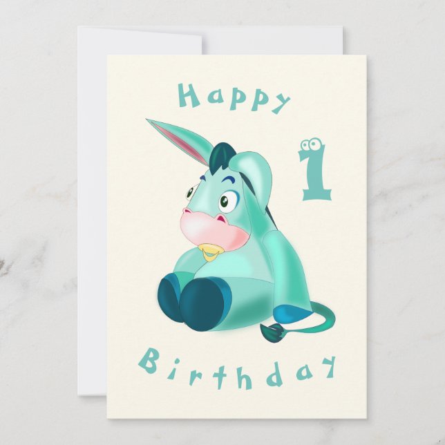 Happy Birthday Card - Baby Donkey - Your Age /Year (Front)