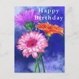 Happy Birthday Card Beautiful Colour Gerberas
