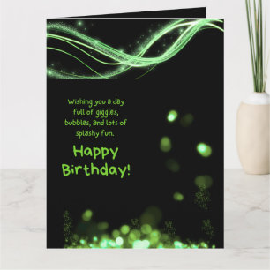 Happy Birthday Card Black & Lime Green Neon Card