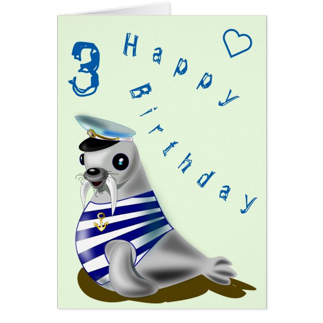 Happy Birthday Card Captain Seal - Personalized (Front)