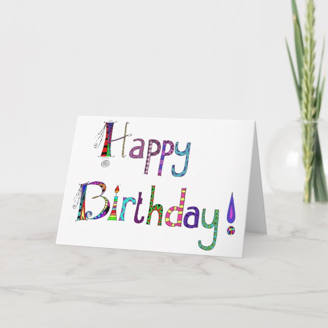 Happy Birthday Card Colourful Lettered Design (Front)