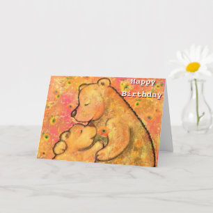 Happy Birthday Card Cute Bear Family Love