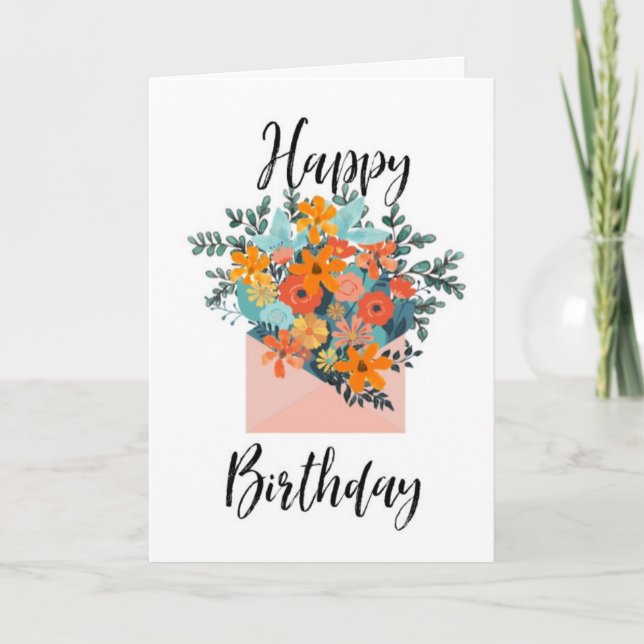 Happy Birthday Card Flower Envelope (Front)