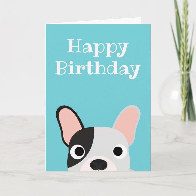 Happy Birthday Card French Bulldog Dog Blank (Front)