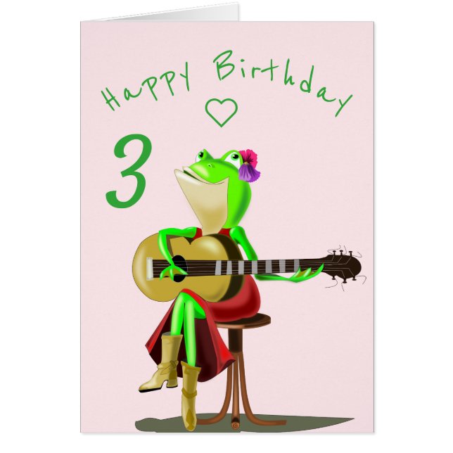 Happy Birthday Card Frog with Guitar (Front)