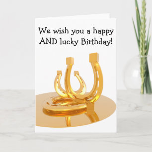 Happy Birthday Card: Golden Horseshoes Card