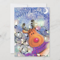 Happy Birthday Card Happy Christmas Reindeer