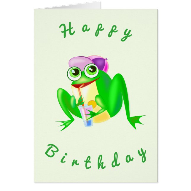 Happy Birthday Card Happy Party Frog - Fun (Front)