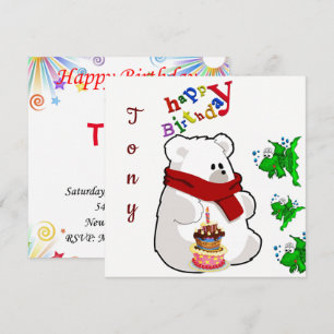 Happy Birthday Card Invitation Polar Bear