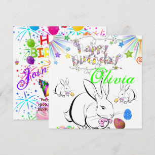 Happy Birthday Card Invitation Rabbit