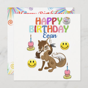 Happy Birthday Card Invitation Wolf