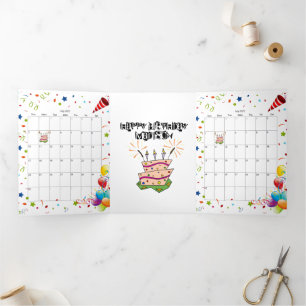Happy Birthday Card July 2022 Calendar Trifold 